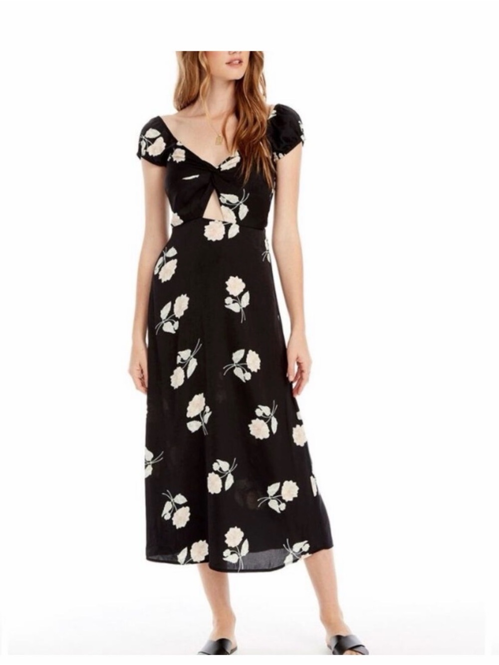 Free People c Saltwater Luxe Black Floral Midi Dress